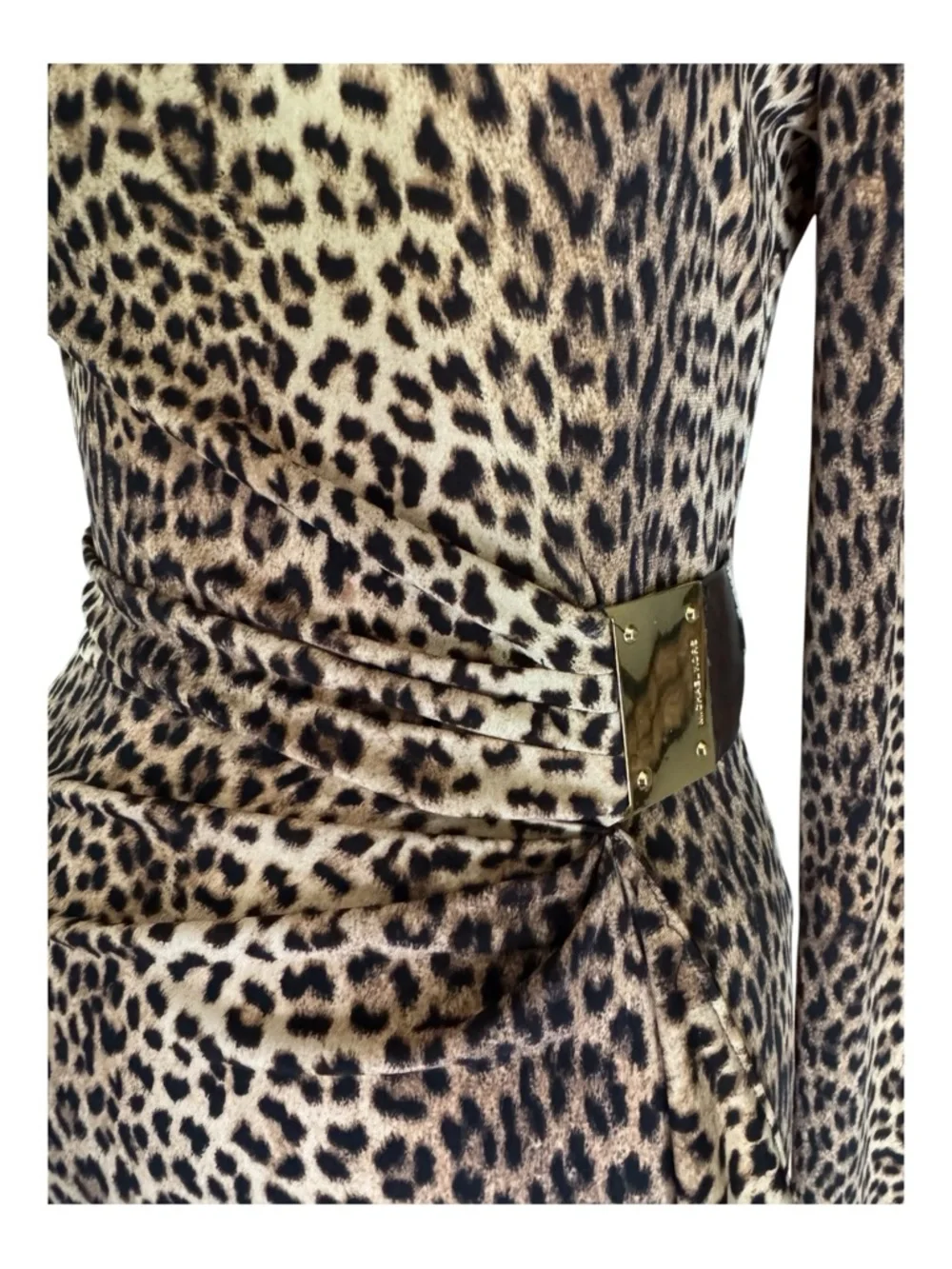 Michael Kors‎ Leopard Print Logo Plate Faux Wrap Dress